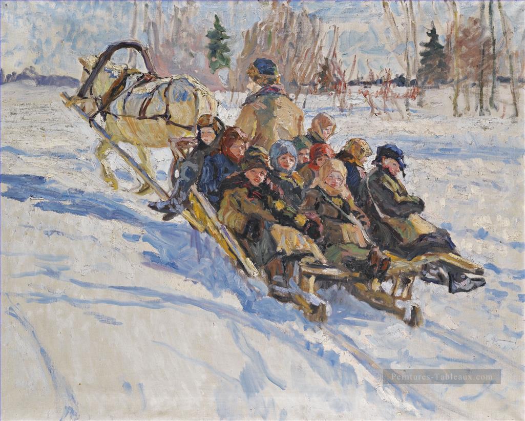 à l’école Nikolay Bogdanov Belsky enfants impressionnisme enfant Peintures à l'huile